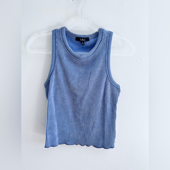LULUS Essential Update Slate Blue Ribbed Tank Top - Picture 4 of 6